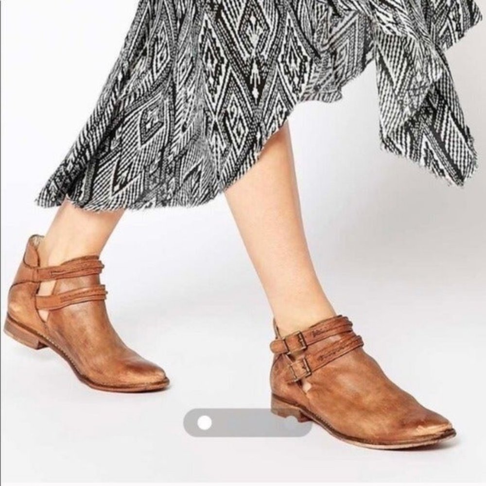 Free People Braeburn Boot 7.5 38 Leather Ankle Flat Shoes